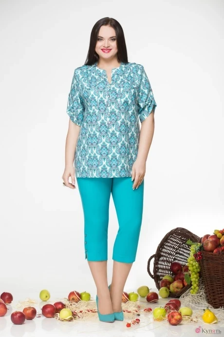 Брючный костюм LeNata 21676 бирюза #1