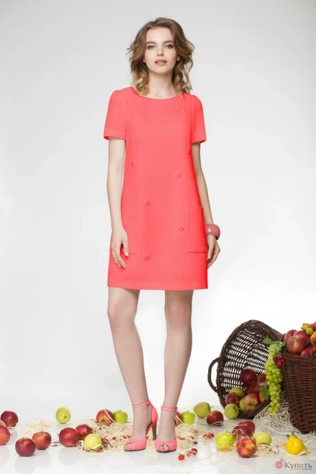 Платье LeNata 11658-1 коралл #1