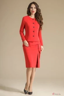 Юбочный костюм Teffi Style 1233 пурпурно-красный