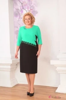 Платье Орхидея Люкс 745 салат/черный