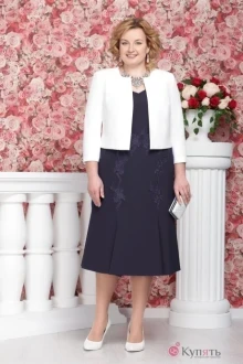 Юбочный костюм Нинель Шик 5497 тёмно-синий