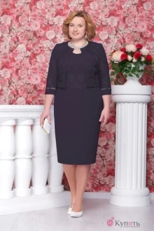 Юбочный костюм Нинель Шик 276 тёмно-синий