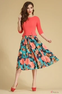 Платье Teffi Style 1252/1-1 красный/бирюза
