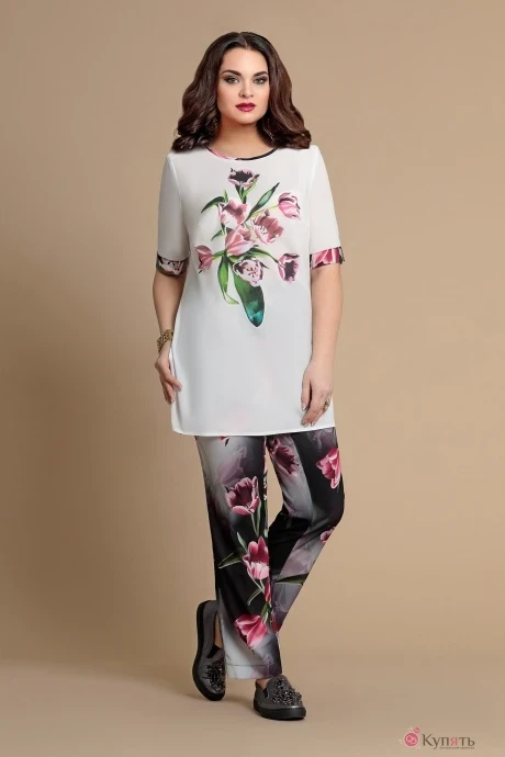 Брючный костюм Мублиз 098 белый+цветной #1