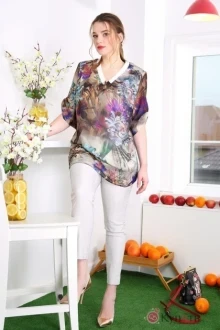 Брючный костюм DilanaVIP 1100 тёмная блуза