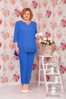 Брючный костюм Нинель Шик 5517 василёк