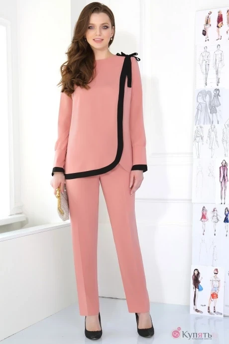 Брючный костюм ЮРС 17-682 розовый #1