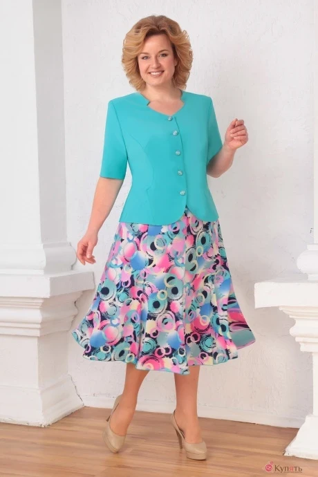 Юбочный костюм Асолия 1135 бирюза #1