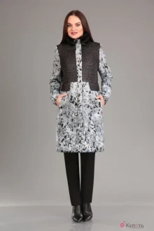 Пальто Ива 617 серо-черный
