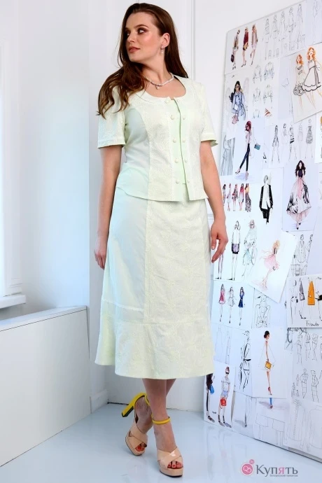 Юбочный костюм ЮРС 17-706 светло-зелёный #1