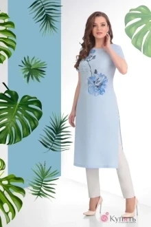Брючный костюм Ksenia Style 1404 голубой