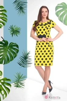 Платье Ksenia Style 1387 синий горох на желтом