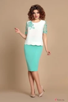 Юбочный костюм Мублиз 117 белый+мята