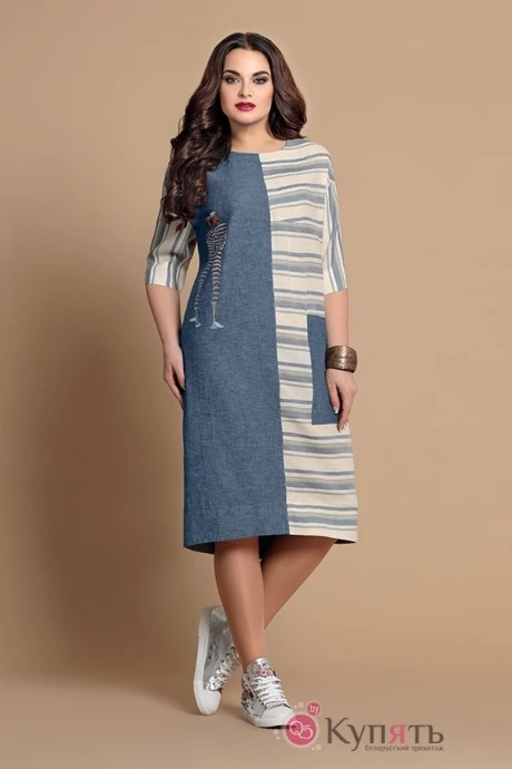 Платье Мублиз 089полоска персик #1