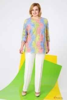 Брючный костюм ЛаКона 1036/1 с молочными брюками